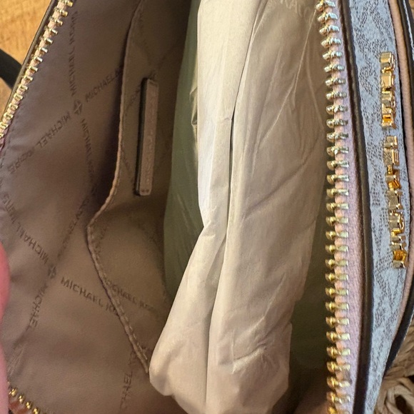 New Authentic Michael Kors Silver Monogram Crossbody Bag - Picture 8 of 10